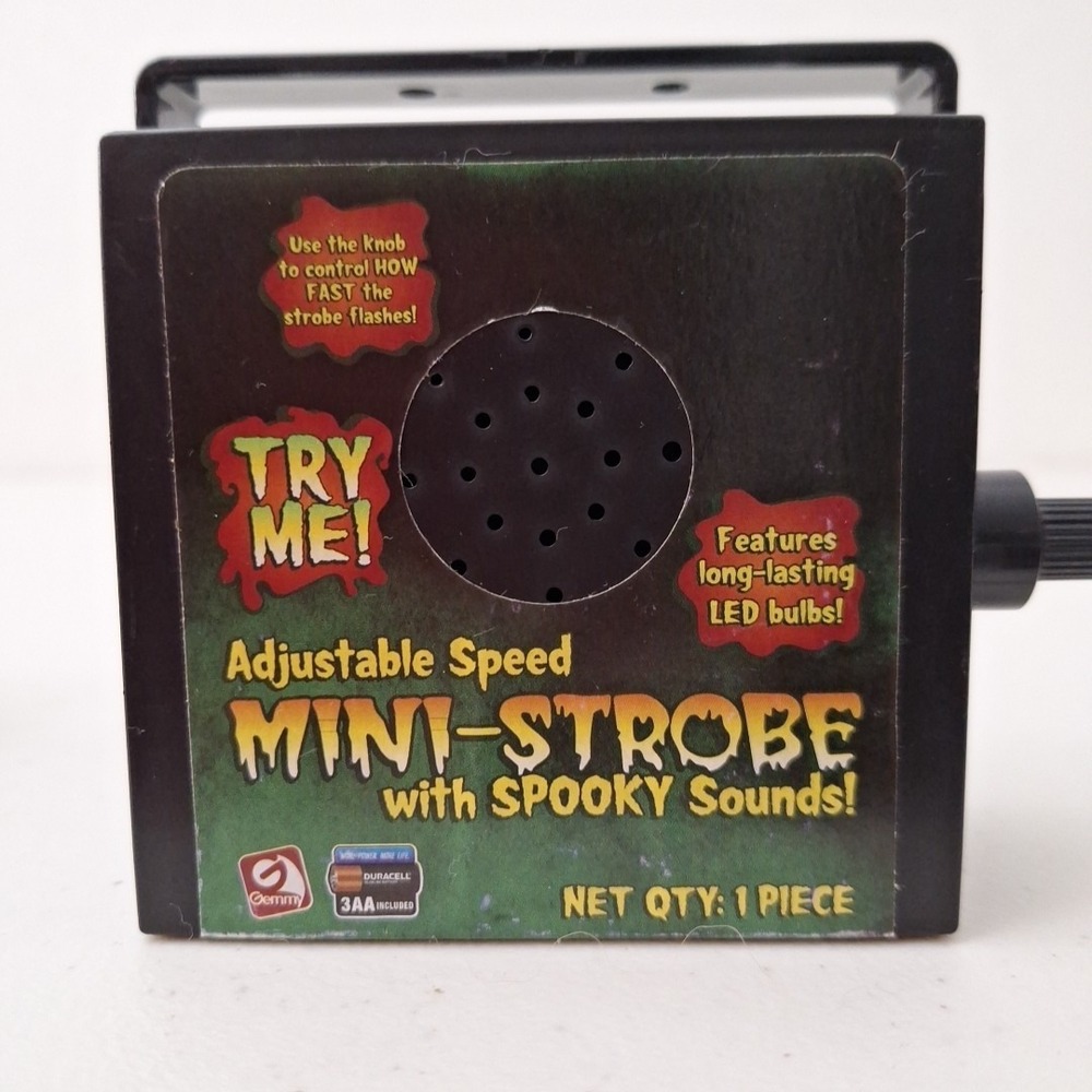 2 GEMMY Halloween Mini-Strobe Light w/ Spooky Sounds Sensor Adjustable Vtg WORKS - Picture 2 of 12